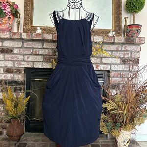 Navy Blue Cocktail Or Formal Dress City Triangles Mini Dress With Gemstones